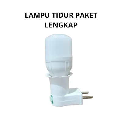 Lampu Tidur LED Warna Putih plus Fitting Tempat Lampu Satu Set Lengkap Colokan dan Dudukan Lampu Plus Bolham LED dan Saklar