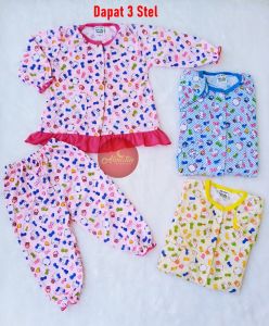 Setelan Baju Bayi Perempuan 3-18 bulan Motif Hello Kitty/Piyama Bayi/ Setelan Baju Bayi Panjang