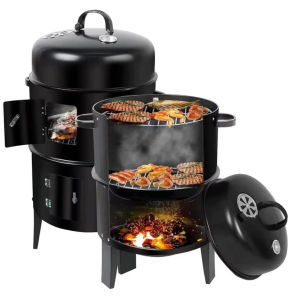 Multifunctional 3‑in‑1 Round Charcoal er Grill Charcoal Barbecue Oven for ed Meat Outdoor BBQ