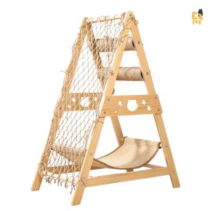 EZPET Menara Pokok Kucing Segi Tiga Tempat Tidur Kucing Rumah Kucing Katil Kucing Triangle Cat Tree Tower Wooden Cat Tree Sisal Scratcher Cat House Pets Kitten Scratching Post Board Pokok Kucing Pet House Pet Bed 猫抓板 猫爬架 猫床