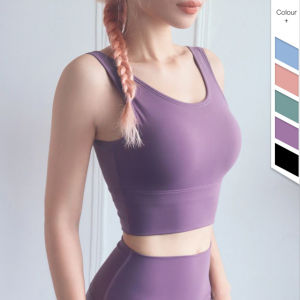 Quality Fabric Nylon Spandex Yoga Bra Top with Deep U-Shaped Back Fitness Beauty Gathering Shockproof Running Workout Fitness Sports Bra Running Gym Vest Comfy Wireless Padded (Size S M L and XL) WX1203