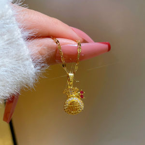 OYJR สร้อยคอ สร้อยสแตนเลส กระเป๋าเงิน ชุดทอง 18k จี้เพชรนําโชค จีน researchFuhorst