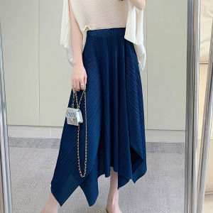Miyake Temperament Pleated Half Skirt for Women Summer New Drape Feeling Irregular Pleated Long Skirt for Women