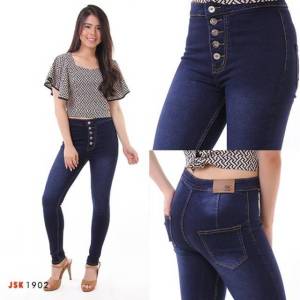 Jumbo Highwaist Kancing 5 Jeans Big Size 24-38