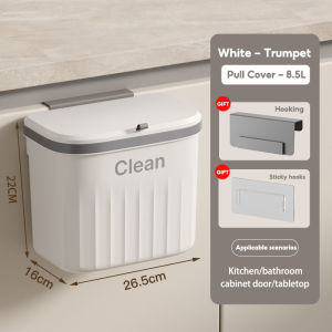 JFS Kitchen Trash Can With Cover Sliding Wall Mounted Hanging Garbage Bin for Bathroom Waste Recycling Storage