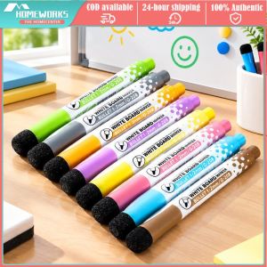 8Pcs Erasable Markers Set Colors Magnet Whiteboard Ink Pens School Teacher Resources Childrens Graffiti Kids Drawing