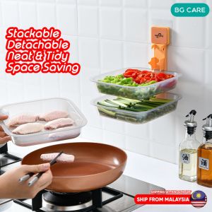 Shishun 3 layers Kitchen Dish Racks Stackable Wall Mount Food Plate Steamboat Hot Pot Side Shelf Serving Organizer Rack