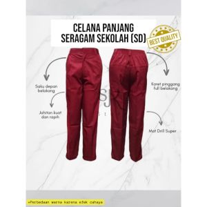 Celana Panjang Merah Sd Anak Laki - Laki Usia 6 - 14 Thn