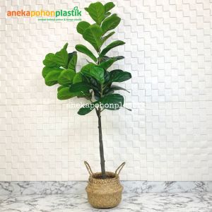 Pohon Hiasan Pohon Daun Ketapang X3 T140 Latex Artificial Pot Dasar Cover Purun Belly Dekorasi Studio