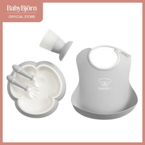 BabyBjörn Baby Dinner Set – 4-in-1 Toddler Feeding Utensils | Plate Spoon Fork & Cup (6+ Months)