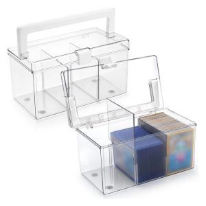 LIKANTA Waterproof Home Medicine Box with Handle Large Capacity Partition Clear Card Case Portable Multi-purpose Pill Storage Bin Home