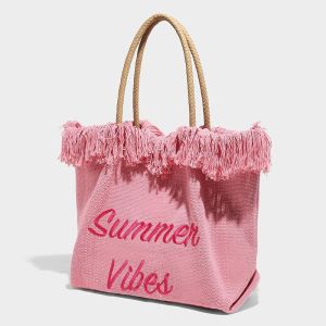 Tas Tote Bag Wanita Musim Panas Kapasitas Besar Bahan Kanvas Embroidery Letter Tas Bahu Cewek Simple Desigh P92341cC 9234 0816 208162