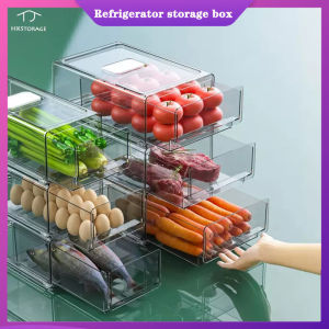 HKStorae Drawer Refrigerator Box PET Stackable Fridge Organizer Storage Box Kitchen Food Fridge Storage Container Egg Food Refrigerator Storage Box