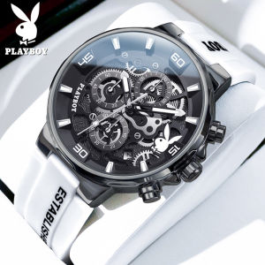 PLAYBOY Watch Men Waterproof High Quality Original Minimalist Silicone Watch Band 1 Year Warranty Luminous Multi Function Chronograph