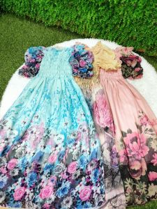 [MÃ LAZADAFAHB01 - GIẢM 30K ĐƠN 100K] Đầm  trễ vai chất voan họa tiết hoa nhí Váy Maxi đẹp. ( ảnh chụp+video thực tế)