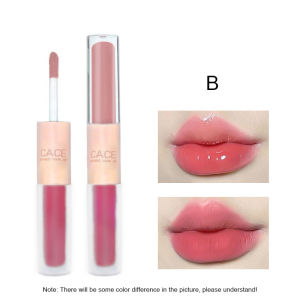 cadia🔥 Glasir Bibir Matte + Gloss 2 in 1 / Krim Bibir Beludru Matte Dua Sisi / Lip gloss mengkilap dan menghidrasi yang tahan lama