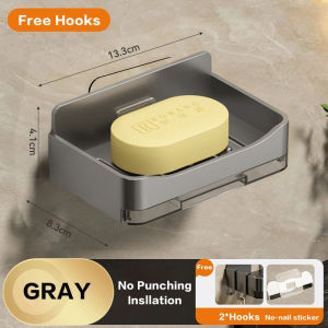 Bathroom Organizer Soap Holder with Drainer Wall Mounted Drilling-Free Soap Organizer Soap Rack Soap Holder Removablea