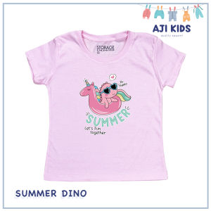 AJI Manila Girls Pastel Colored Graphic Tee with "Summer Dino" Print