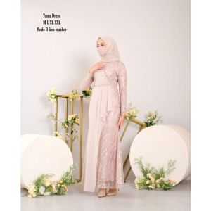 Gamis Terbaru Yuma Dress Full Brukat Mix Ceruty Dress Pesta Dan Kondangan Gamis Lebaran Terbaru Modern Kekinian 2022