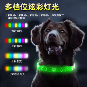 LED เรืองแสงปลอกคอสุนัขปรับกระพริบ Rech argea Luminous Collar Night Anti-Lost Dog Light HarnessFor Small Dog Products