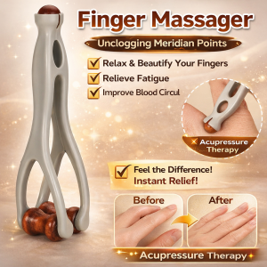 Log Hand Massager Acupuncture Points Meridian Release Joint Hand Roller Massager Finger Massager Set