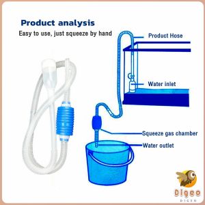 Digeo Aquarium Cleaning Siphon Pump Water Changer Gravel Cleaner Fish Tank Easy Dirt Remover Tools