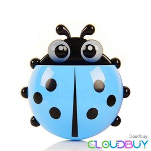 C.B.【Ready in Stock】 Ladybug Cartoon Toothbrush Holder Bathroom Toothbrush Toothpaste Wall Suction Holder Rack Container