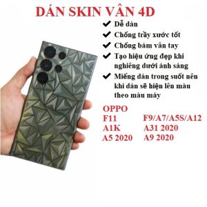 Miếng dán skin vân 4D mặt lưng trong suốt Oppo F11 F9 A7 A5S A12 A1K A31 2020 A5 2020 A9 2020