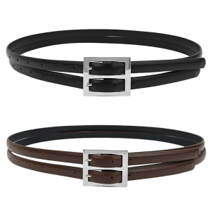 Stylish Double Buckle Belt Ladies Dress Waistbands Stylish Western Leather Belt for Professional and Students