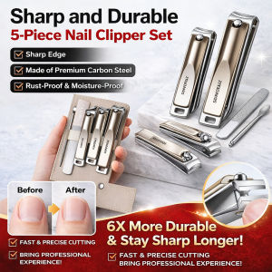 Sharp Durable Nail Clipper Set Professional Stainless Steel Nail Cutter 5-Piece With Long-Lasting Sharpness For Manicure Pedicure Tools