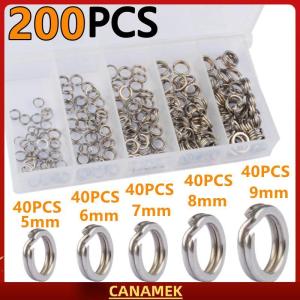 Miễn phí vận chuyển✨ 200 250pcs 5 kích thước thép không gỉ câu cá chia Nhẫn cường độ cao lớn độ bền kéo lực lượng thu hút kết nối Vòng thiết lập thiết bị đầu cuối giải quyết