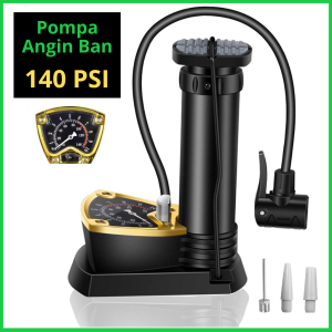 COD Inchant Pompa Angin Ban Sepeda Bicycle Foot Pump 140 PSI with Gauge - pompa udara injak ban motor sepeda bola mini yang bagus mini IC140