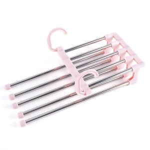 【Fans tone】5 in 1 Pants Rack Hanger for Clothes Organizer Multifunction Shelves Closet Storage Organizer Stainless Steel Hanger