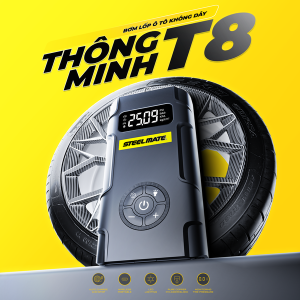 STEELMATE T8 - Bơm lốp ô tô không dây tự ngắt màn hình LED pin sạc 6000mAh BH 3 năm