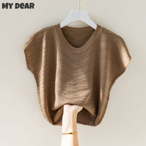 Womens T-shirt  Ice Silk Knitted T-shirt Slim Short-sleeve Top