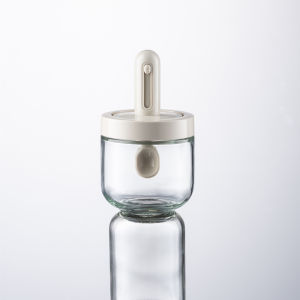 300ML Seasoning Bottle Seasoning Pot with Lid and Spoon Glass Spice Sealed Container Seasoning Salt Spice Jar