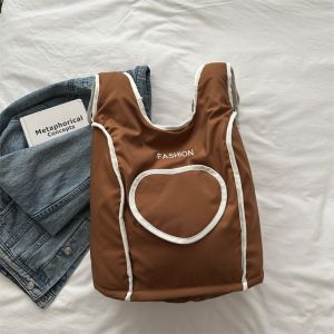 CRNGW Letter Embroidery Love Vest Backpack Nylon Solid Color Shoulder Bag Cute Handbag Students School Bag Outdoor