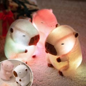 SHEBE668 Luminous Lighted Capybara Plush Toy Fluffy Texture Soft Light Cartoon Capybara Doll Romantic Skin-friendly LED Capybara Stuffed Animal Kids Gift