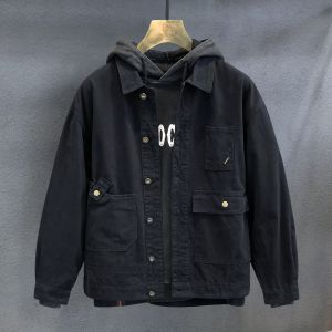 IELGY Vintage Casual Spring and Autumn Coat Mens Workwear Handsome Jacket