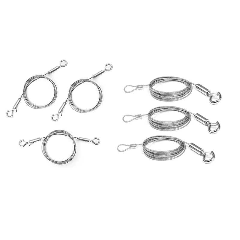 3 Stainless Steel Adjustable Lanyards Clothesline with Hooks