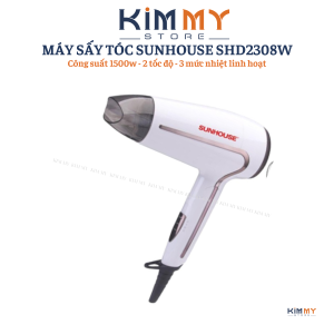 MÁY SẤY TÓC SUNHOUSE SHD2308W - Công suất 1500w - 2 tốc độ / 3 mức nhiệt linh hoạt