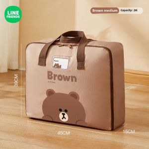 (26L/50L/68L/100L)100% Authentic Line Friends Storage Box Quilt Storage Bag with Zipper Foldable Portable and Thickened Moving Packing Bag Odor-free Wear-resistant Durable Washable No Fading LFB220/LFB180