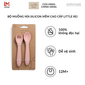 Bộ muỗng nĩa cao cấp Little Rei chất liệu silicone mềm bảo vệ nướu của bé dùng cho bé tập ăn từ 12 tháng tuổi - Little Rei Self Feeding Set