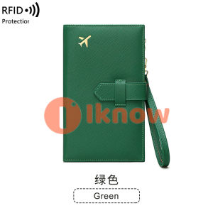 I know RFID anti magnetic passport bag zipper buckle identification bag passport clip multifunctional long womens wallet