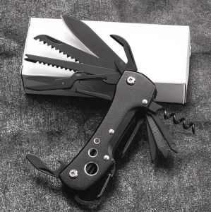Outdoor Tools Portable Multifunctional Black Stainless Steel Folding Multi-tool PocketKnife Pliers [EnidJuli]
