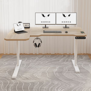 59 inches 1.5M Electric Standing Desk Single Motor Desk Height Adjustable Stand Desk Laptop Table 150cm L shape with wheels