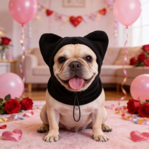 K9SEQ Solid Color Dog Head Cover Adjustable Fleece Dog Warm Hat Cute Winter Windproof Pet Headgear Outfit Pet Supplies