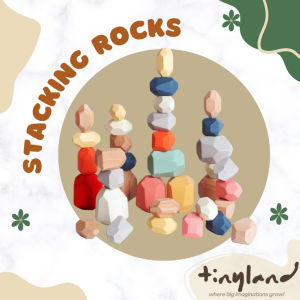 36 PCS Wooden Sorting Stacking Rocks Stones Building Blocks Game