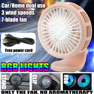 Adjustable Mini USB Car Fan with 3-Speed Control and RGB Lighting for Cooling and Ventilation
