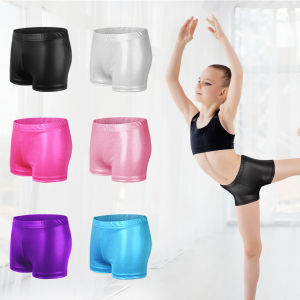 LOlanta 4-12 Years Kids Girls Gymnastic Shorts Spandex Hot Pants Dance Shorts Children Ballet Dance Shorts Metallic 7 Colors